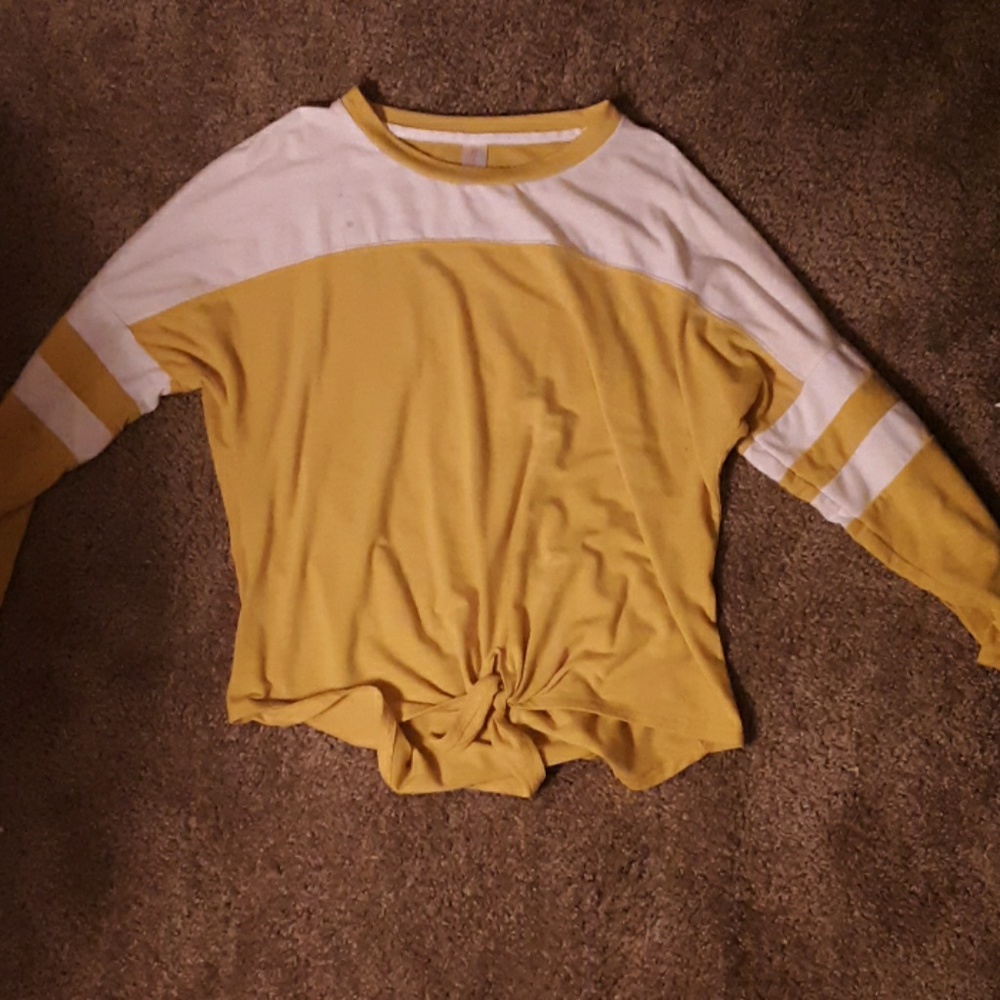 Yellow and white crop top
